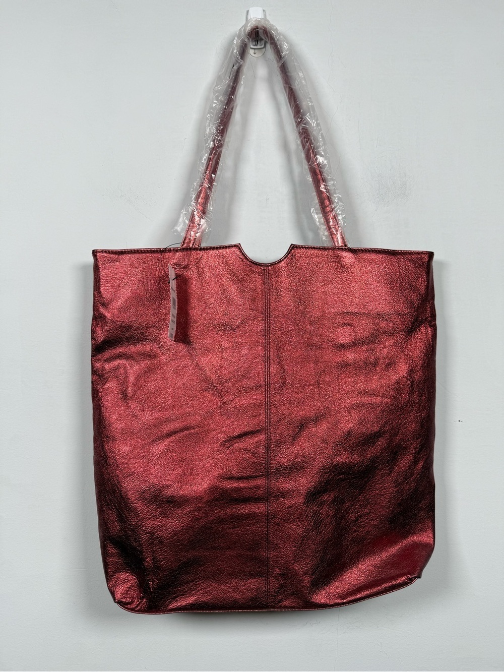 Wilsons Leather Metallic Burgundy Red Tote, NWT!
